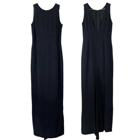 Vtg Jessica McClintock Bridal Low Back Long Cocktail Dress Black Size 10 - Picture 1 of 8